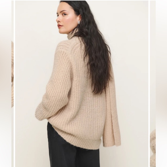 NEW Reformation Spence Scarf Sweater Natural - Size S - Picture 3 of 6